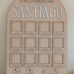 Prendas de natal corte e gravação Laser Quadro primeiro ano em madeira