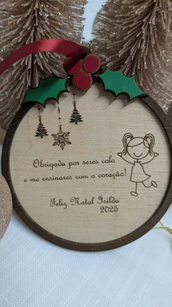 Bola de Natal madeira bola de natal professora - educadora - auxiliar