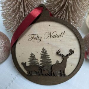 bola de natal madeira Veados