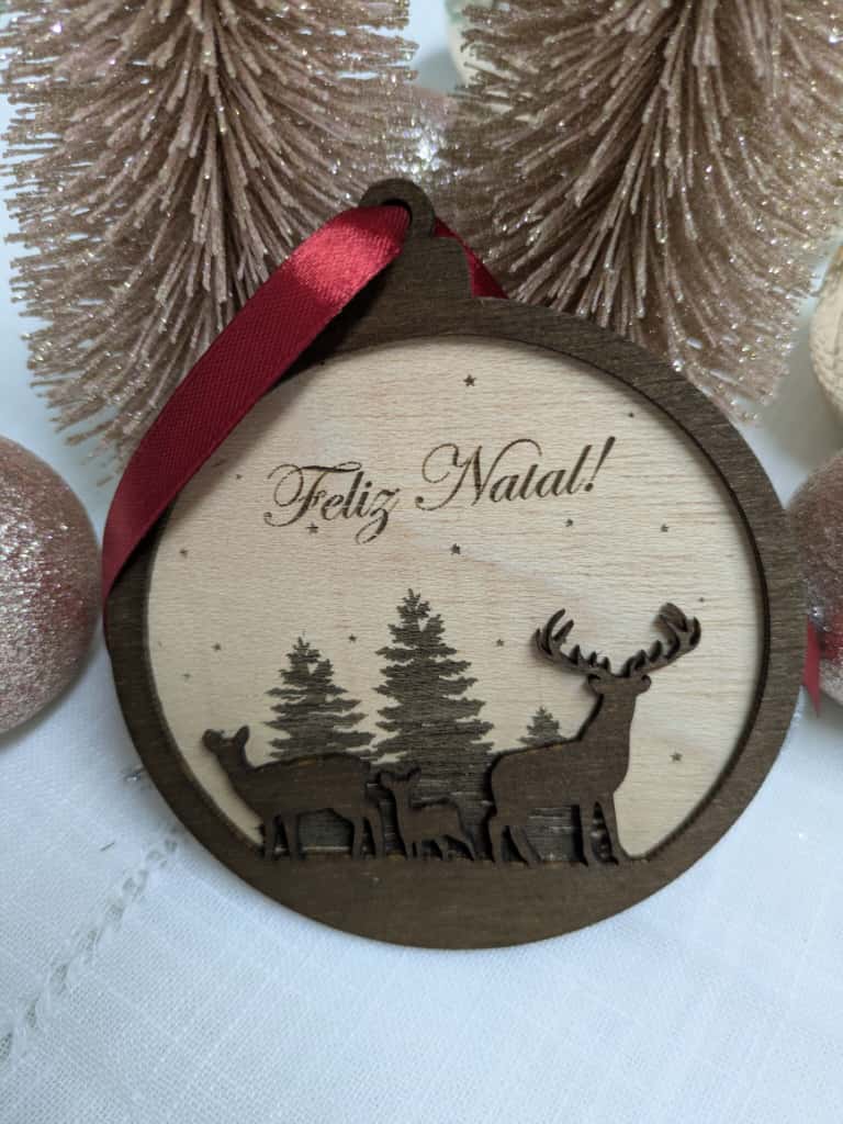 Bola de Natal madeira Veados bola de natal madeira Veados