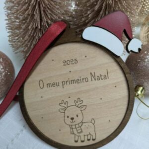 bola de natal madeira primeiro natal
