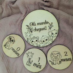 Prendas de natal corte e gravação Laser Milestones animas da selva madeira