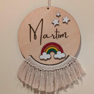 Decoração Nome em rodela com macramé