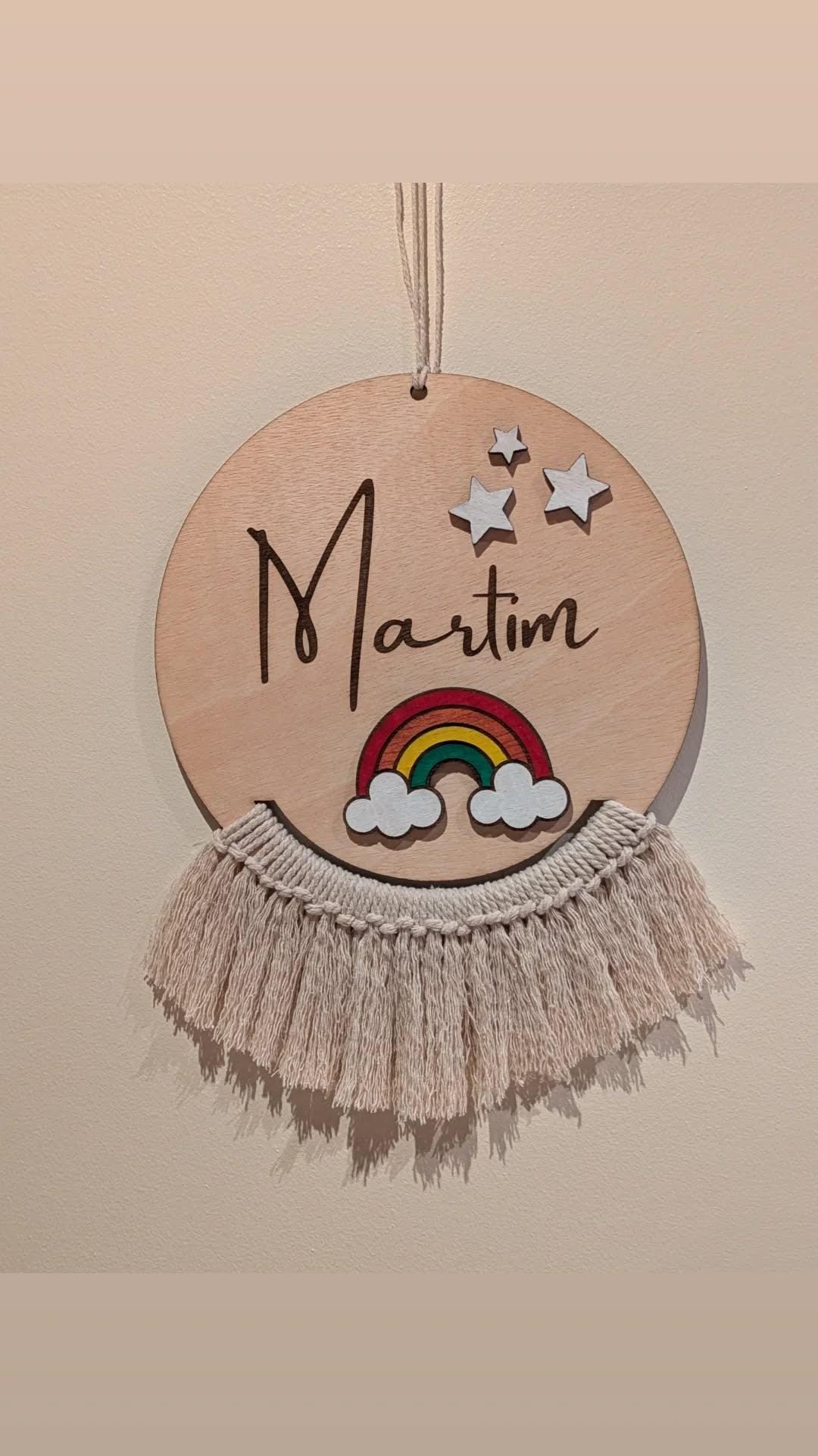 Nome em rodela com macramé Nome em rodela com macramé