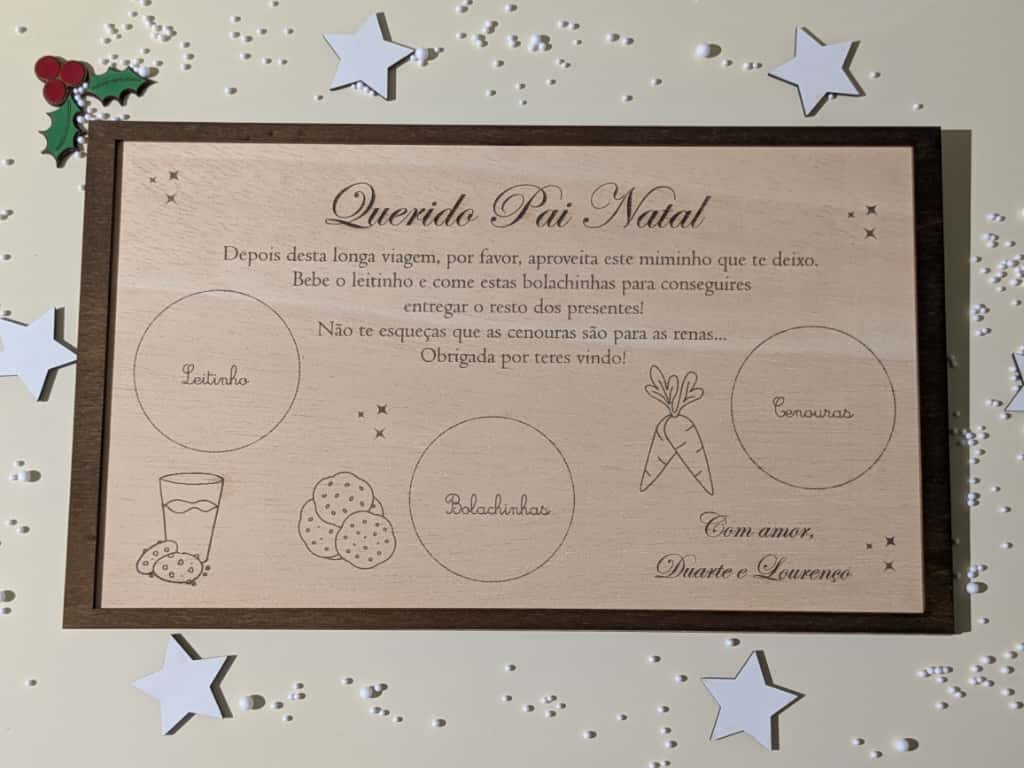 Bem vindo Pai Natal Tabuleiro de Natal para receber o Pai Natal em casa